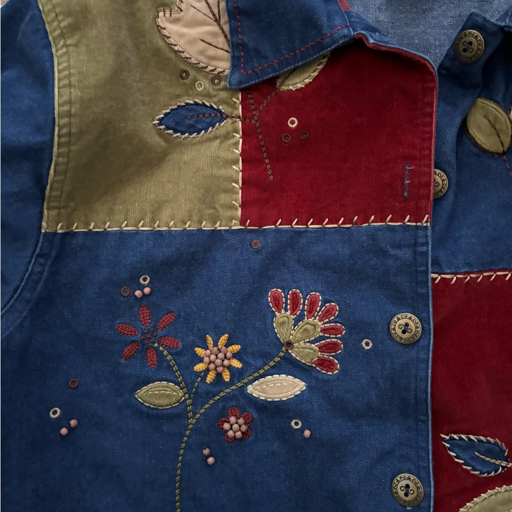 Vintage Multicolor Patchwork Button Down Shirt - image 3